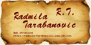 Radmila Tarabanović vizit kartica